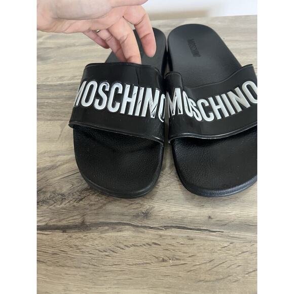 Moschino Men’s Black Logo Slides Slip On Sandals 46 main image 4